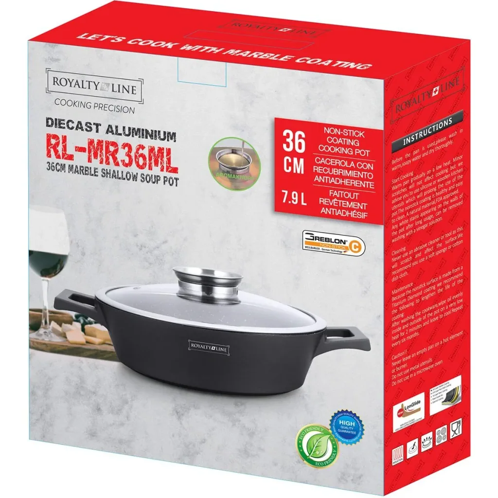 Low Profile Topf / Kasserolle - mit Glasdeckel - und Aroma-Diffusor - 36 cm