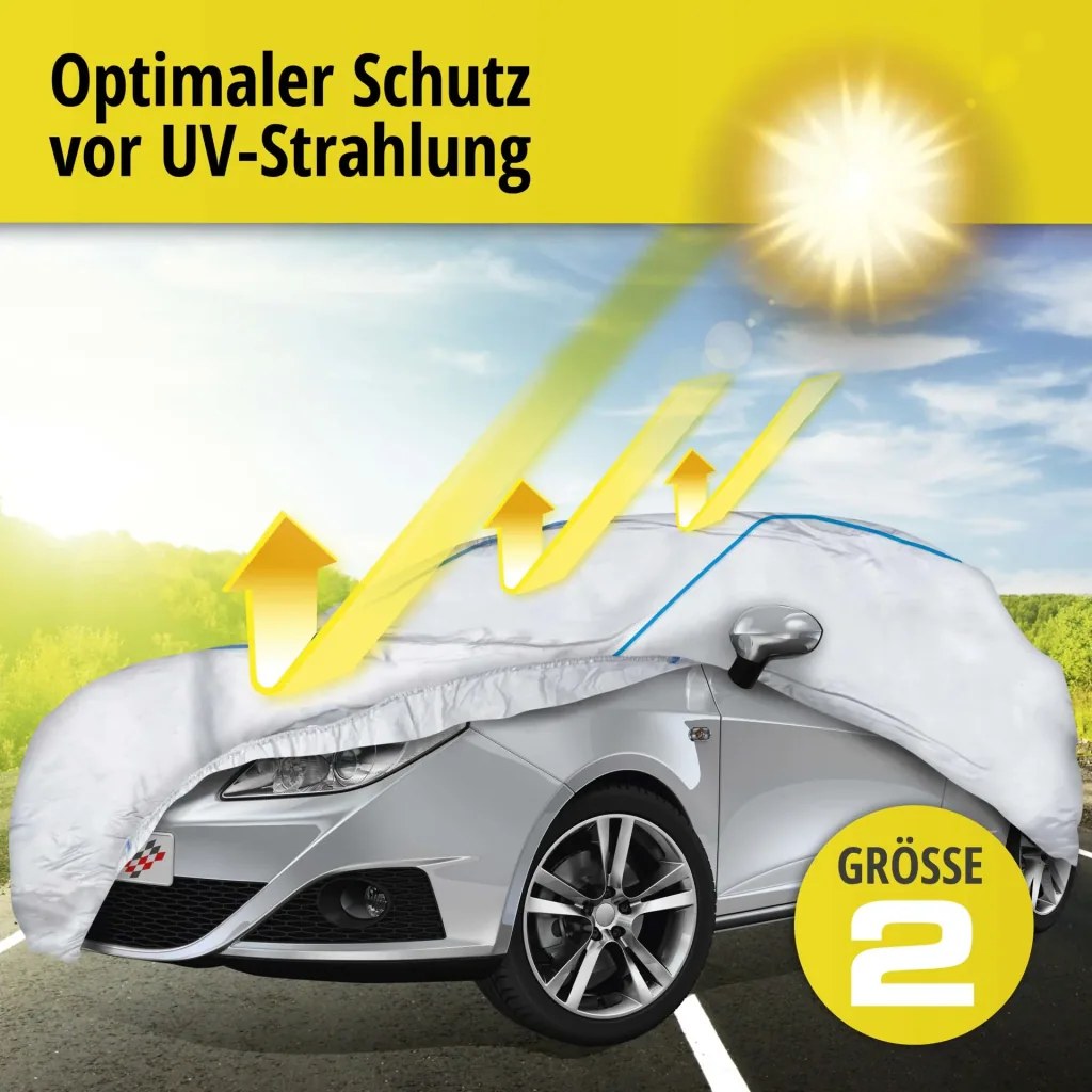 Autoabdeckplane Sun Reflect - Größe 2 - 385x168x160cm - 112g/m² - PES beschichtet