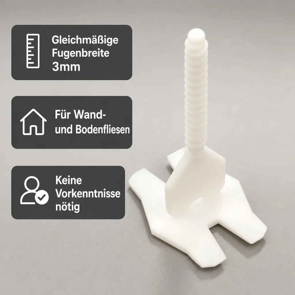 Fliesen Nivelliersystem, 100 Gewindelaschen, 3mm Fuge, Fliesen Verlegehilfe
