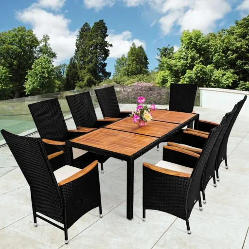 Gartenset Polyrattan Rio 17-teilige verstellbare Rückenlehne