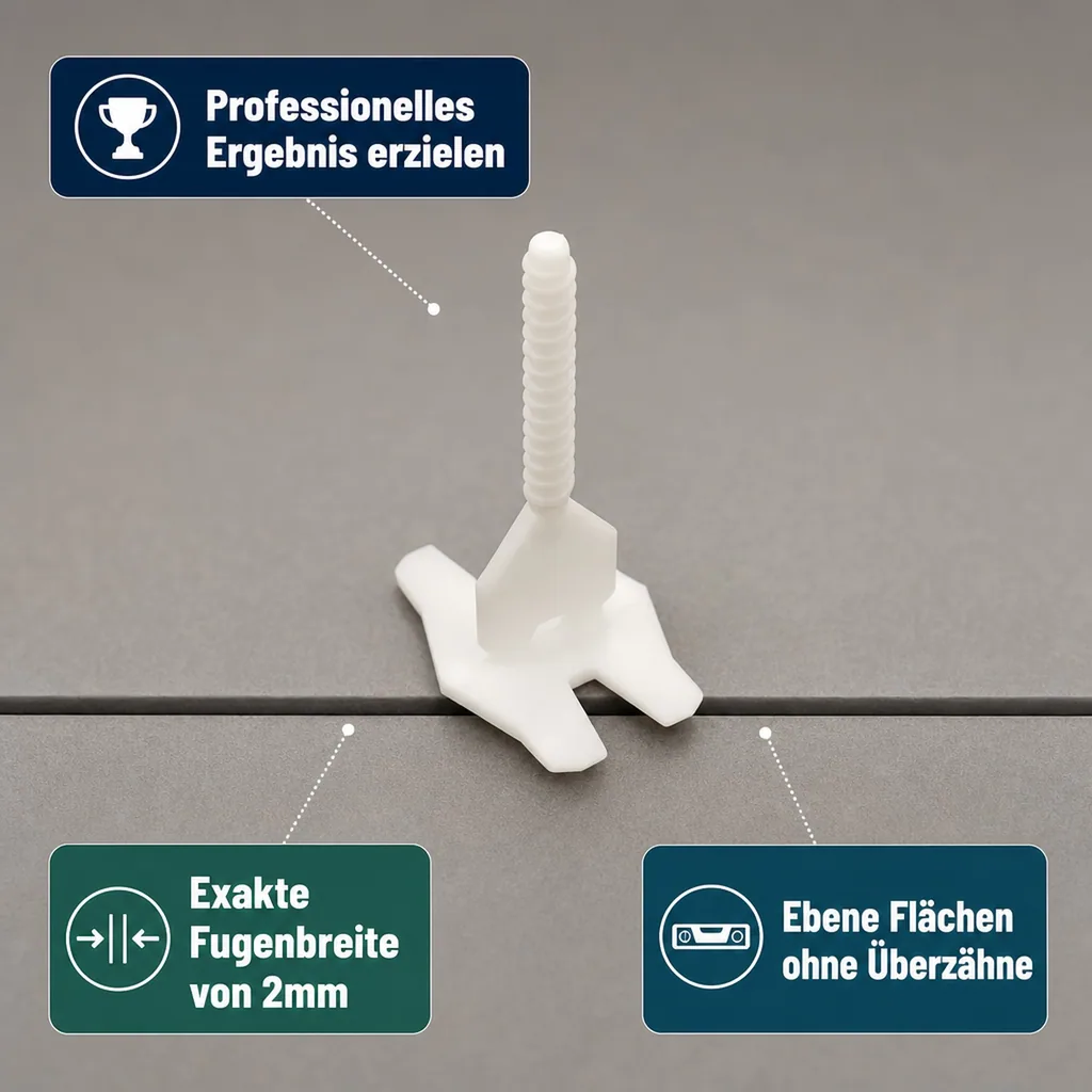 Fliesen Nivelliersystem 2mm, 100 Gewindelaschen, Fliesen Nivellierung