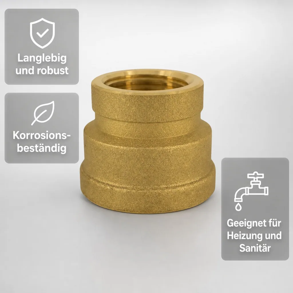 Messing Muffe reduziert, Gewindefitting, 3/4" IG x 3/8" IG Boni-Shop