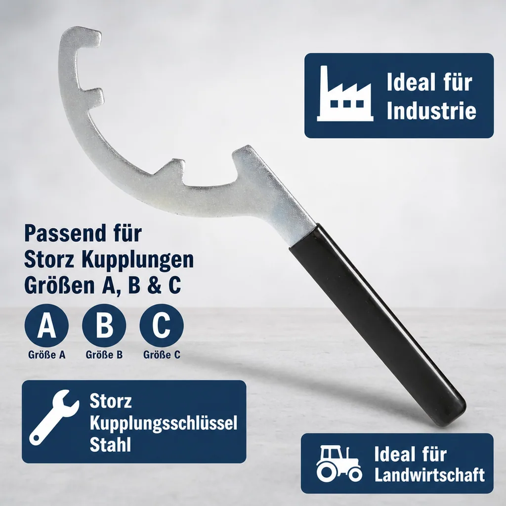 Storz Kupplungsschlüssel Stahl A/B/C, Feuerwehr Kupplungsschlüssel