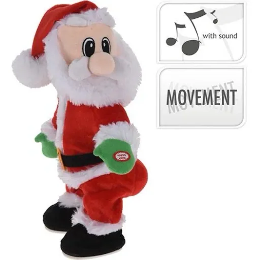 Beweglicher Weihnachtsmann aus Plüsch - mit Sound - 38 x 14cm