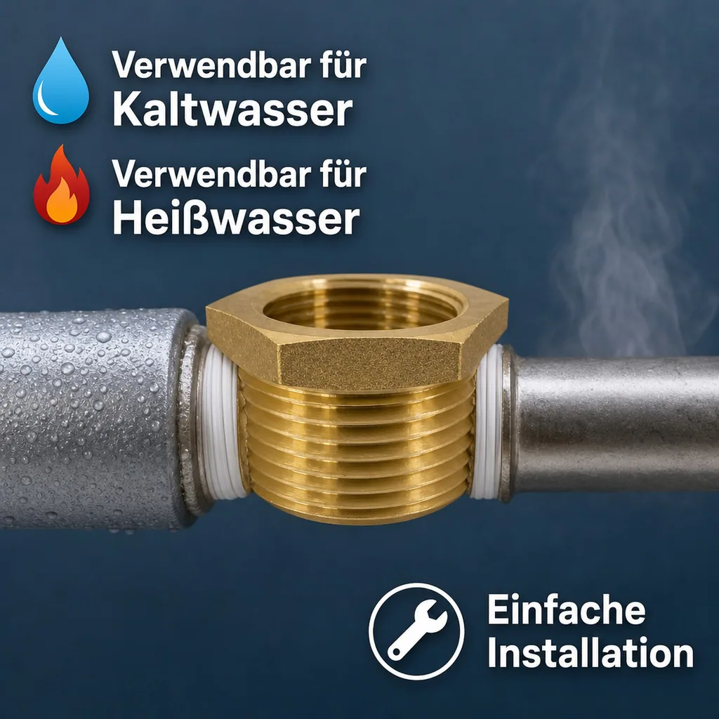 Messingfitting, Gewindefitting Messing, Reduzierstück 2" AG x 3/4" IG