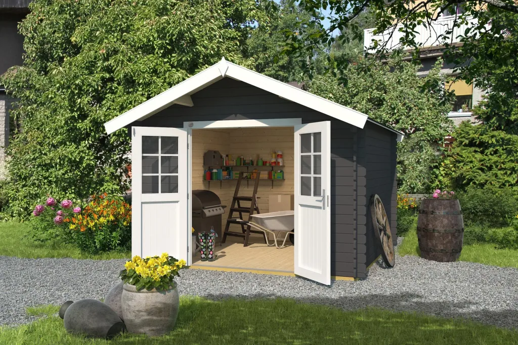 Gartenhaus 209 Gr.3, 333 x 360 x 261 cm graphitgrau mit Doppeltür