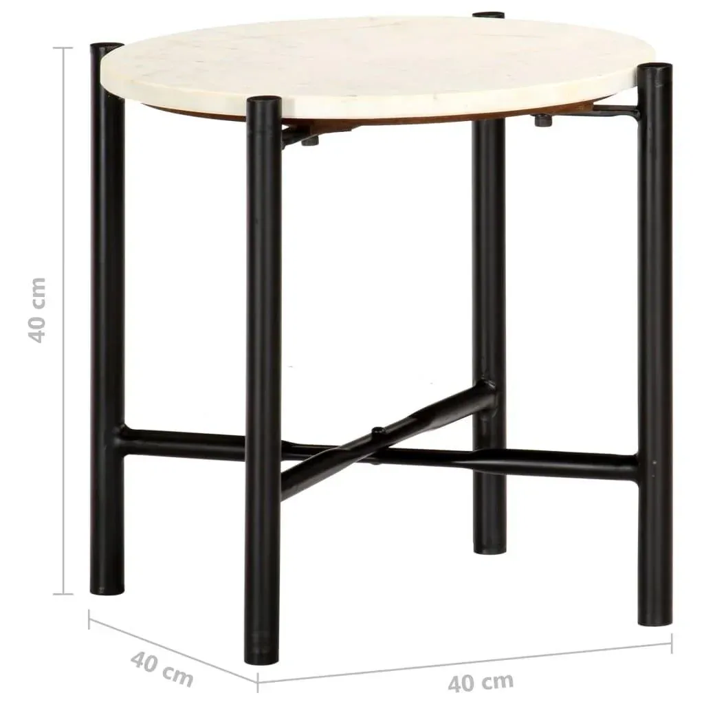Couchtisch 40x40x40 cm Echtstein mit Marmorstruktur weiß