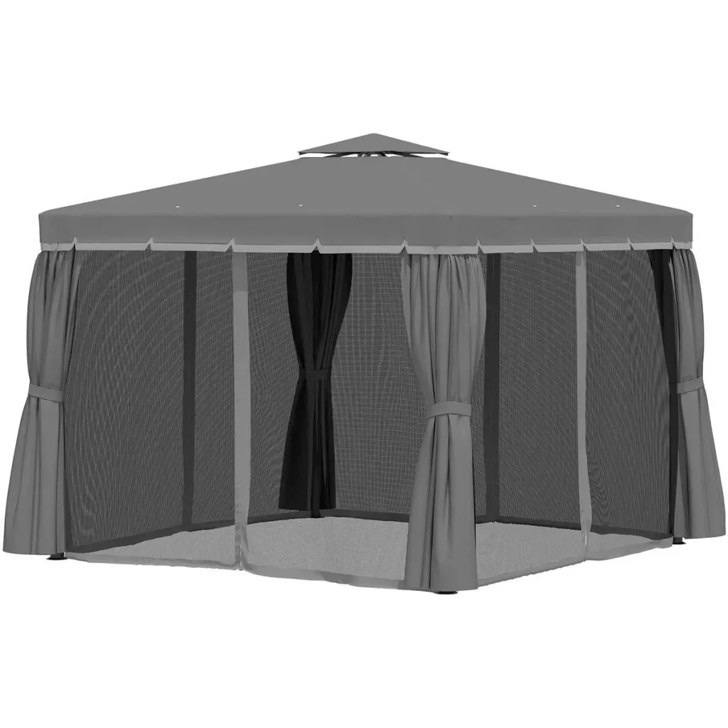 Gartenlaube - Gartenpavillon - Aluminium/Polyester - Grau - 3 x 3 m