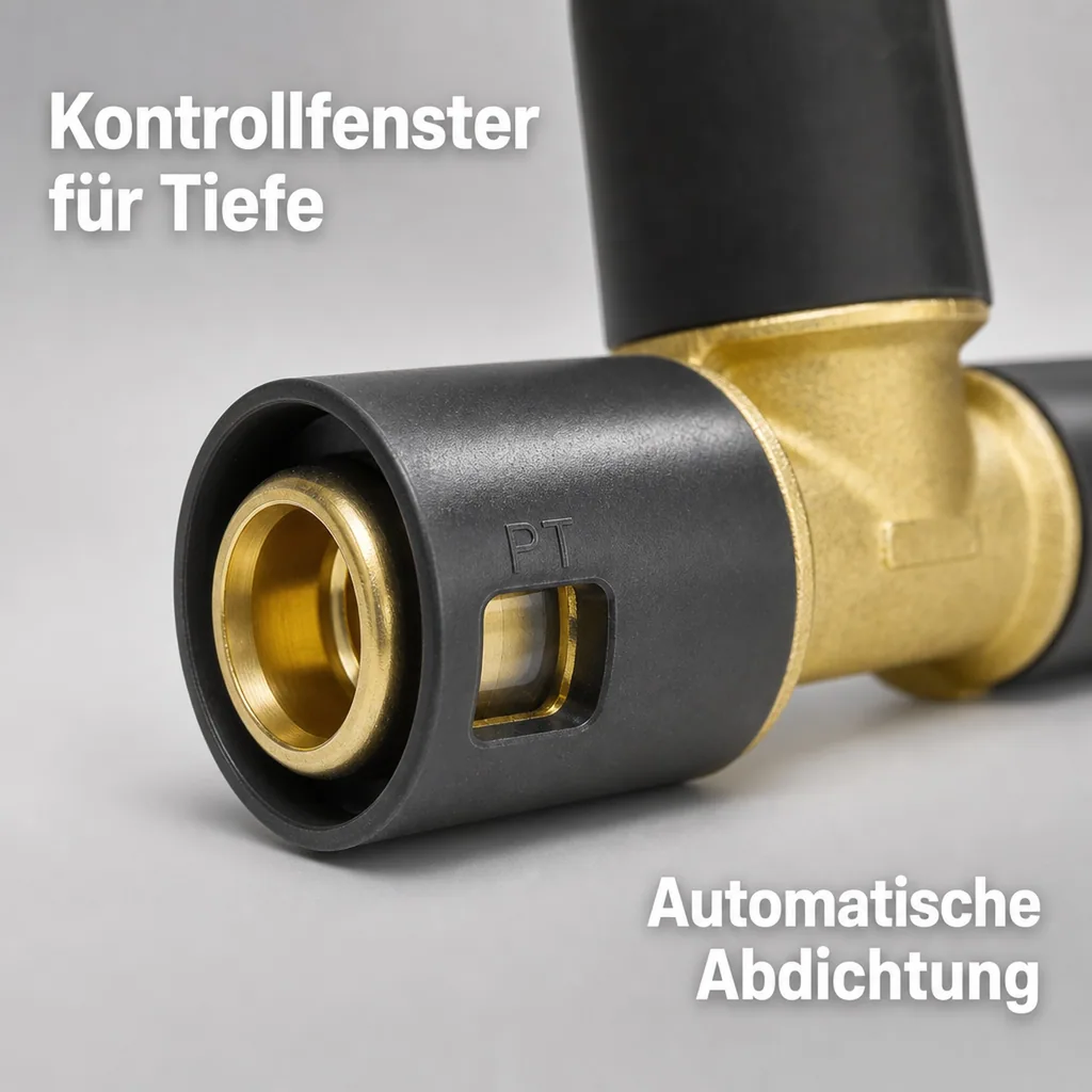 T Stück Fitting, Steckfitting 16mm, Rohrverbinder T-Stück, ohne Pressen