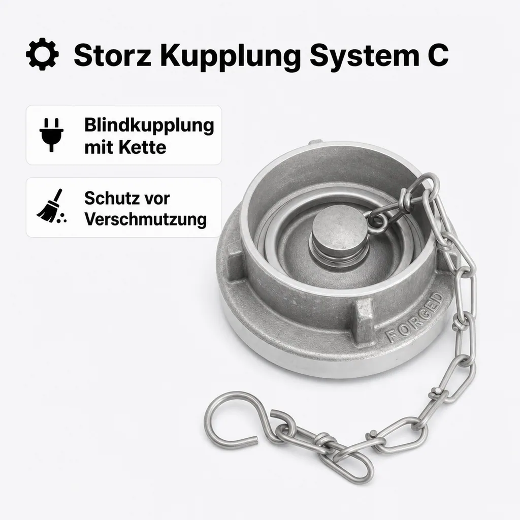 Storz Kupplung C Blindkupplung mit Kette, System C, DIN 52-C