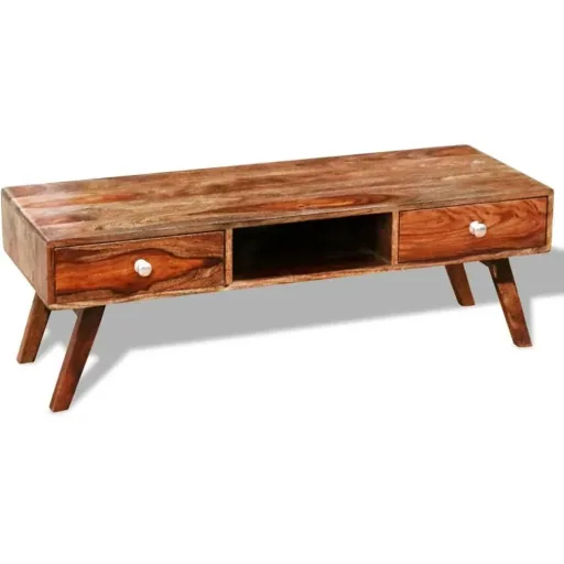 TV-Schrank mit 2 Schubladen 40 cm Massivholz Sheesham