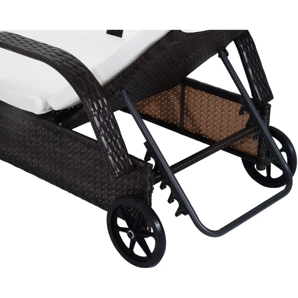 Rattan Sonnenliegen mit Tisch grau