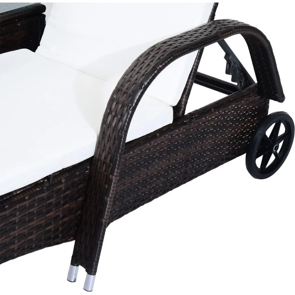 Rattan Sonnenliegen mit Tisch grau