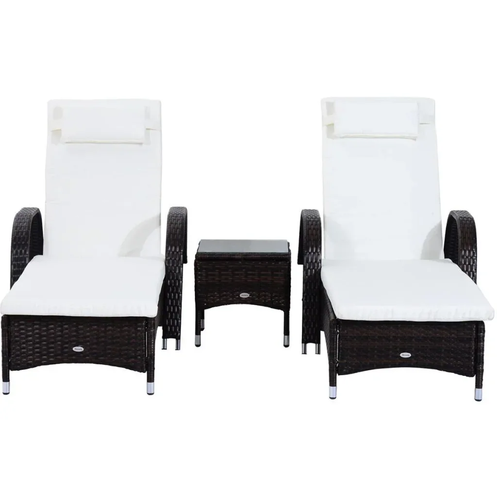 Rattan Sonnenliegen mit Tisch grau