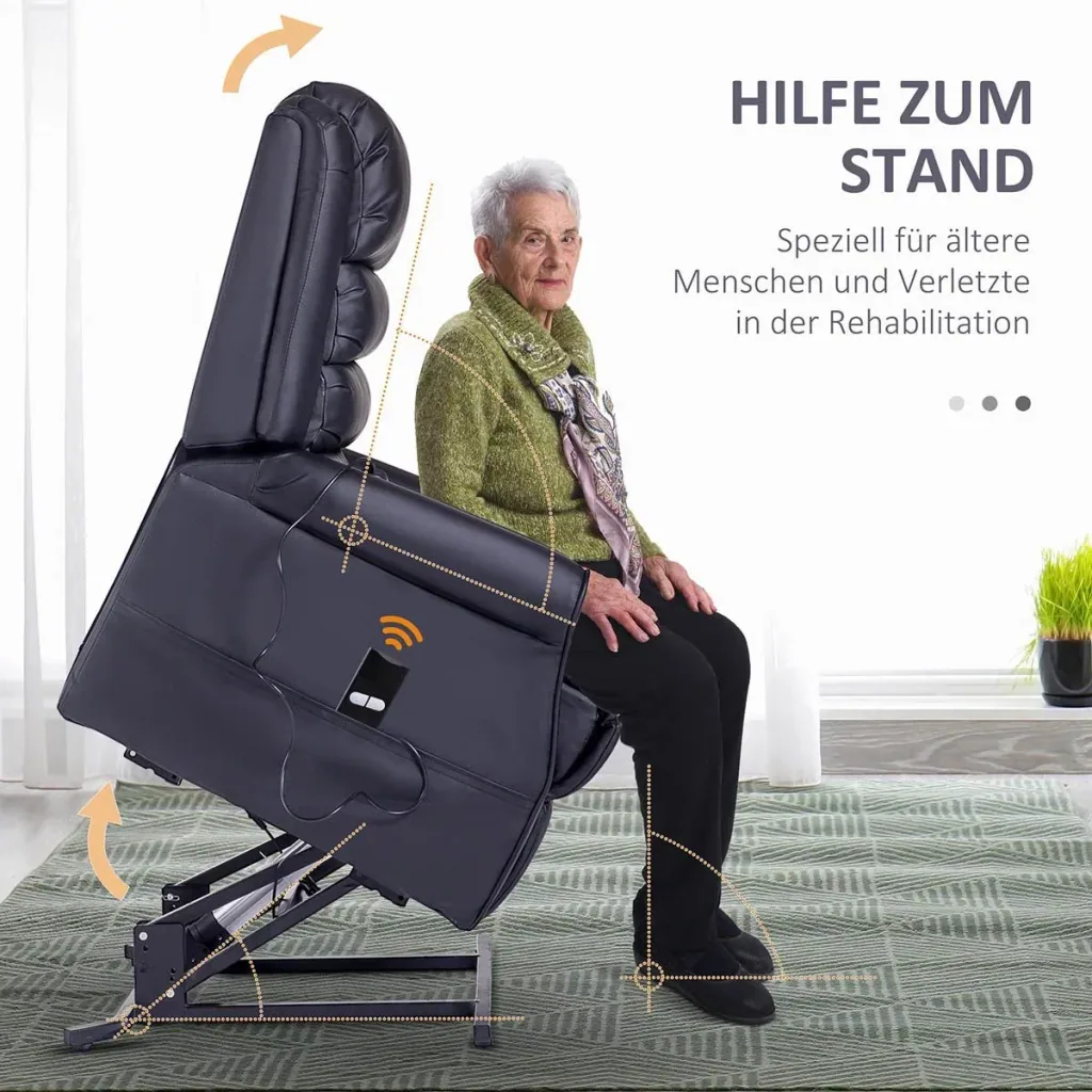 Massagesessel Aufstehsessel für Senior Elektrischer Relaxsessel Fernsehsessel mit Wärmefunktion Liegefunktion Aufstehhil