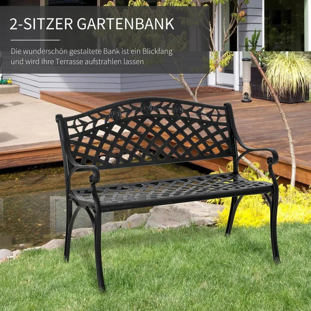 Gartenbank aus Aluminium schwarz