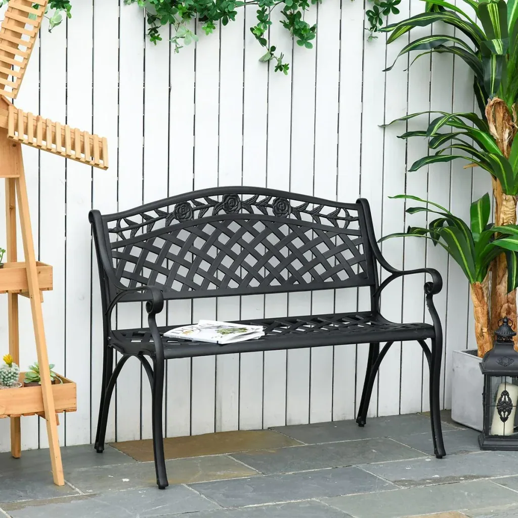 Gartenbank aus Aluminium schwarz