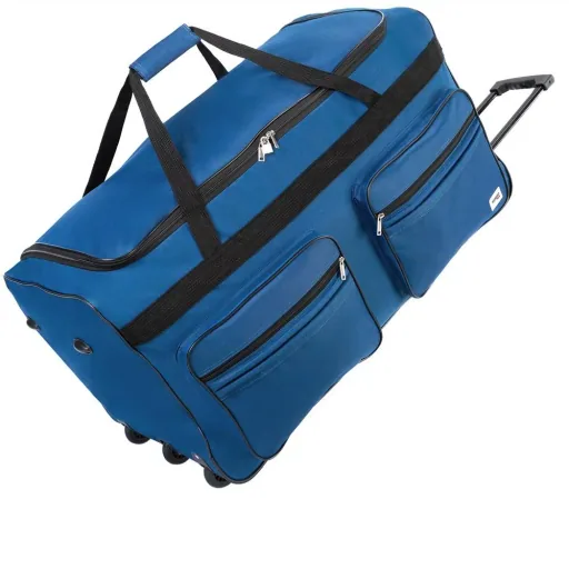 XXL Reisetasche Dunkelblau mit Trolleyfunktion 3 Rollen 160 LITER 85x43x44cm
