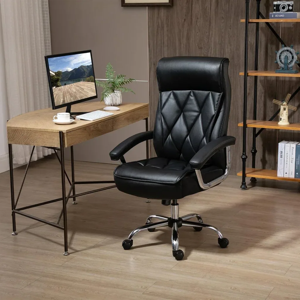 Chefsessel Bürostuhl Schreibtischstuhl Drehstuhl ergonomisch mit Wippenfunktion höhenverstellbar Rautenmuster modern ele