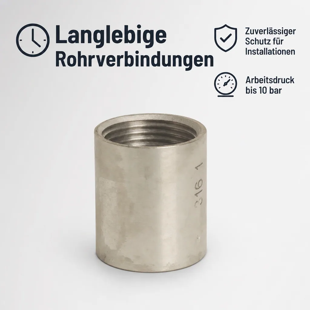 Edelstahl Muffe, Gewindefitting Edelstahl, 3/4 Zoll, V4A Fitting