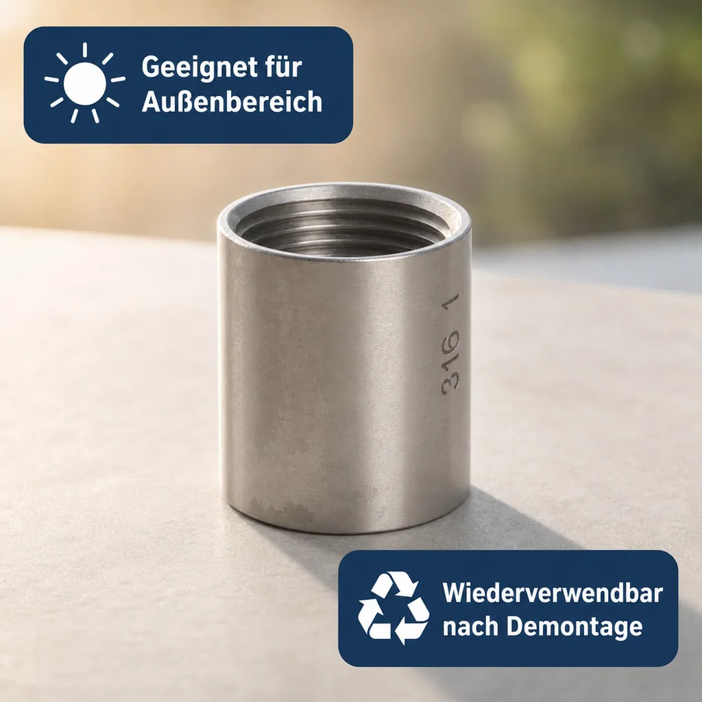 Edelstahl Muffe, Gewindefitting Edelstahl, 3/4 Zoll, V4A Fitting