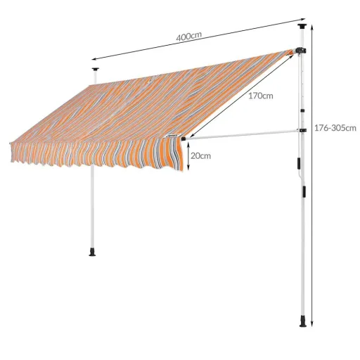 Klemmmarkise gelb/blau 400cm