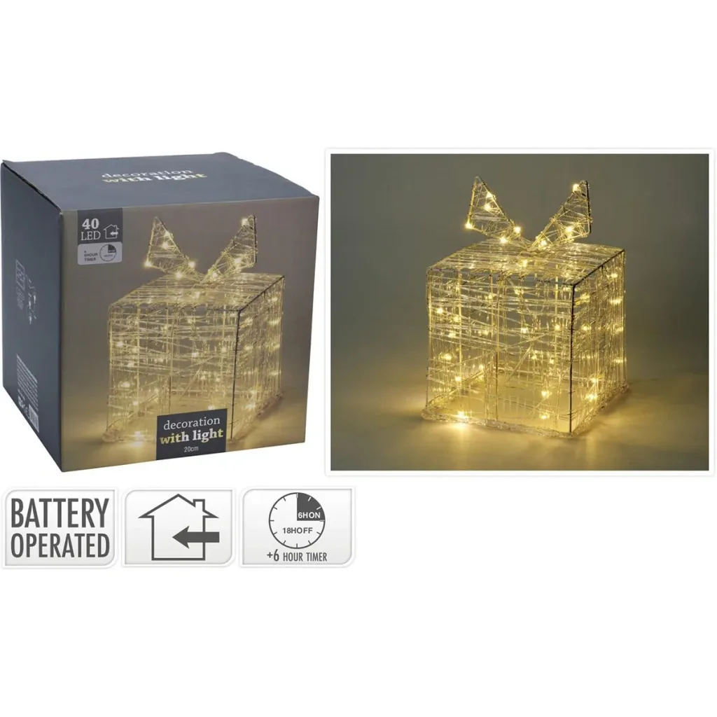 3 beleuchtete Geschenkboxen von 20 cm Höhe - 40 LED