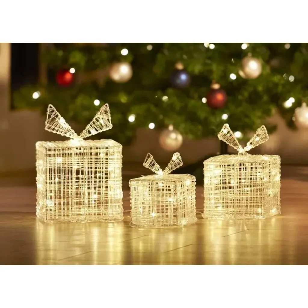 3 beleuchtete Geschenkboxen von 20 cm Höhe - 40 LED