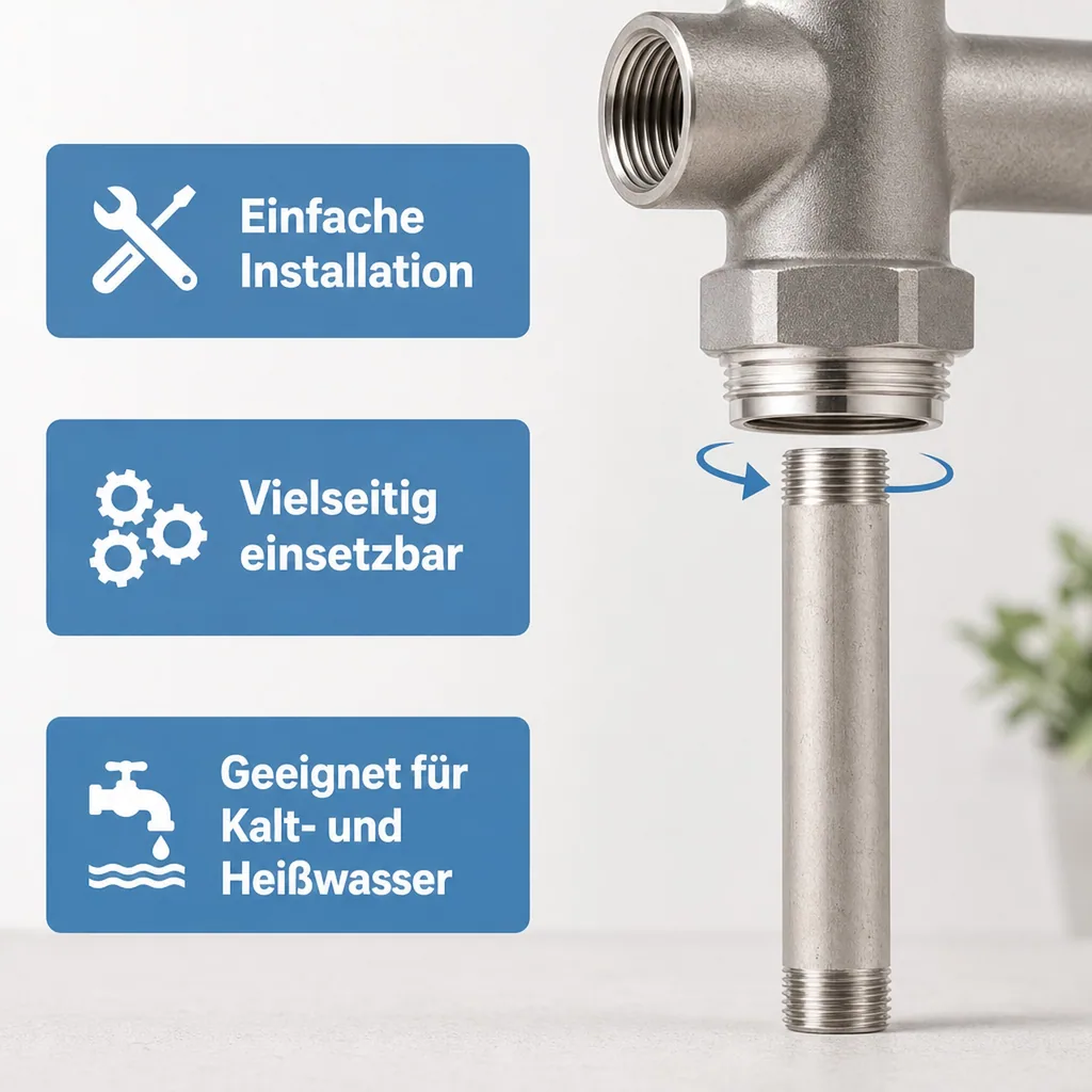 Edelstahl Rohrnippel, Gewindefitting, 3/4 Zoll AG, 60 mm, V4A