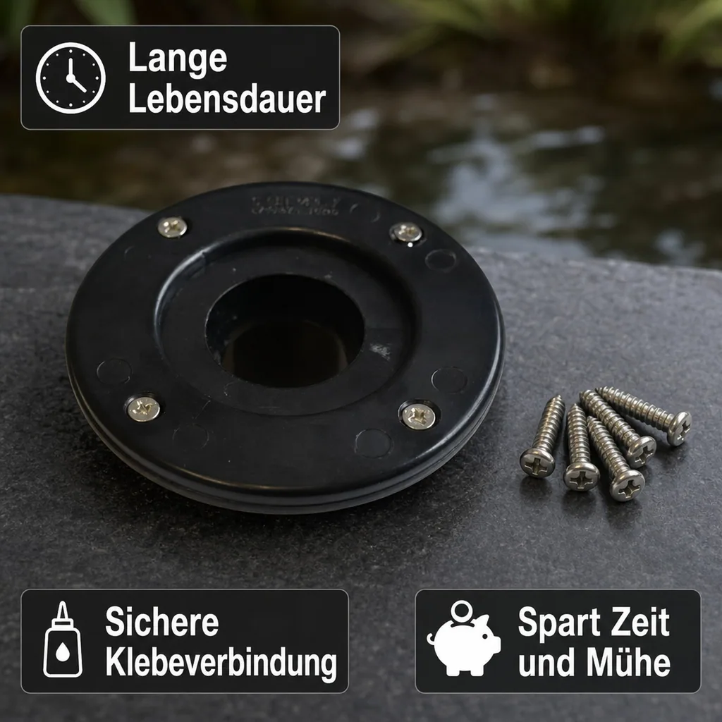 Folienflansch, Tankdurchführung, Teichfolie Durchführung, 40 mm