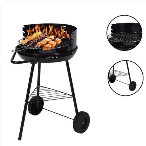 BBQ Holzkohlegrill - Grillfläche Ø 42 cm - Halb offen - Edelstahl