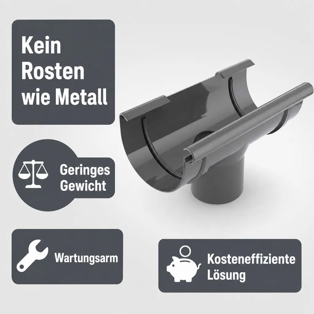 Regenrinne Stutzen Graphit, Dachrinne 75/63, Rinnensystem