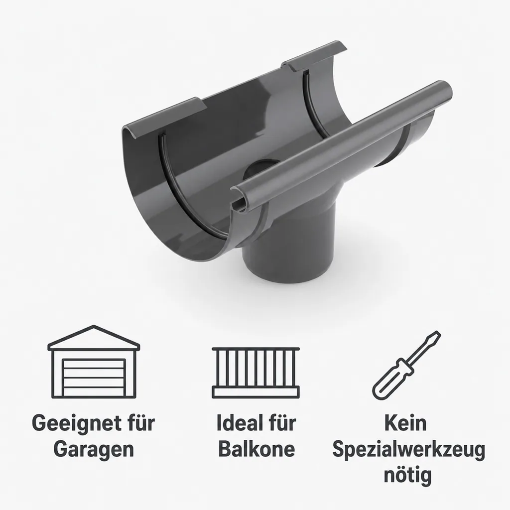 Regenrinne Stutzen Graphit, Dachrinne 75/63, Rinnensystem