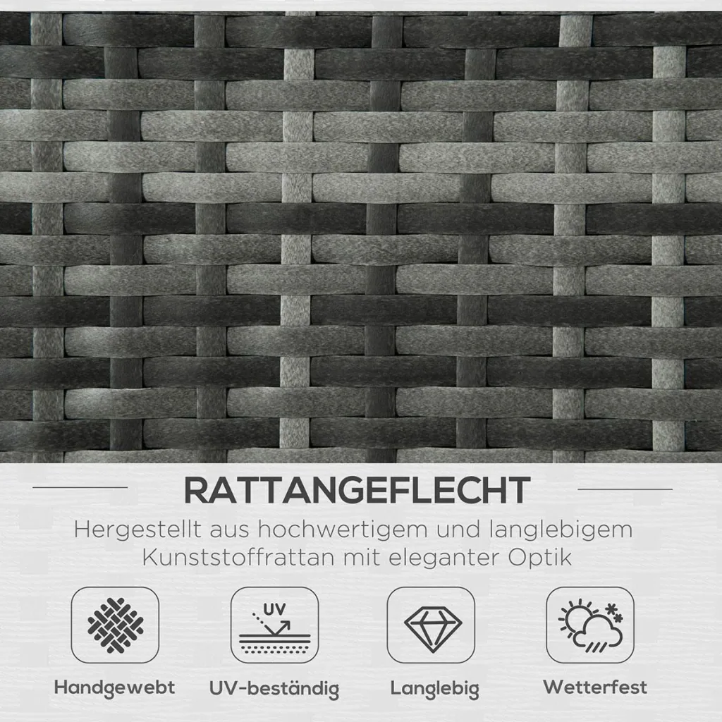 Poly Rattan Lounge Set Loungegruppe mit Sonnendach Faltdach Sitzgruppe Sonneninsel inkl. Kissen und Beistelltisch Garte