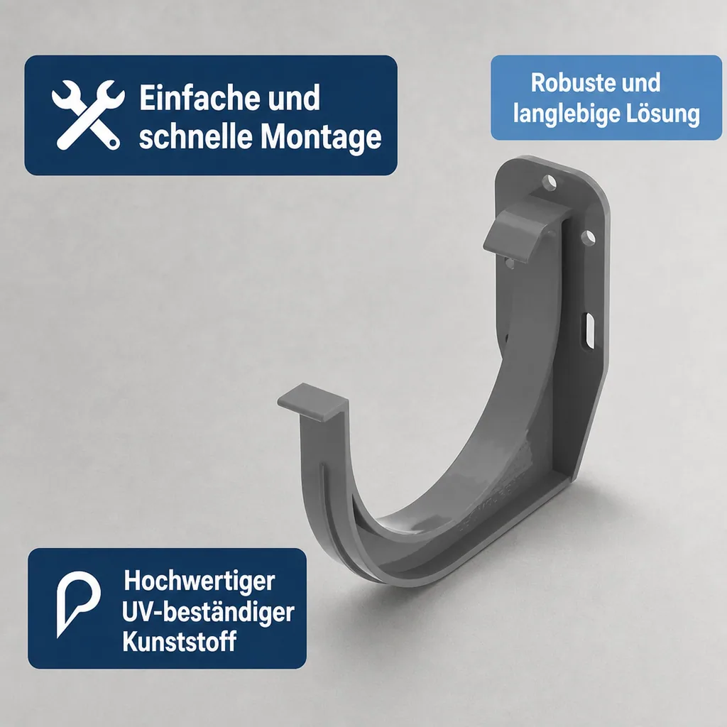 Rinnenhalter graphit, Regenrinnenhalter, Dachrinne 75 mm