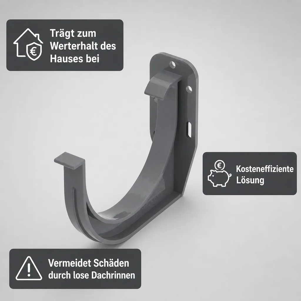 Rinnenhalter graphit, Regenrinnenhalter, Dachrinne 75 mm