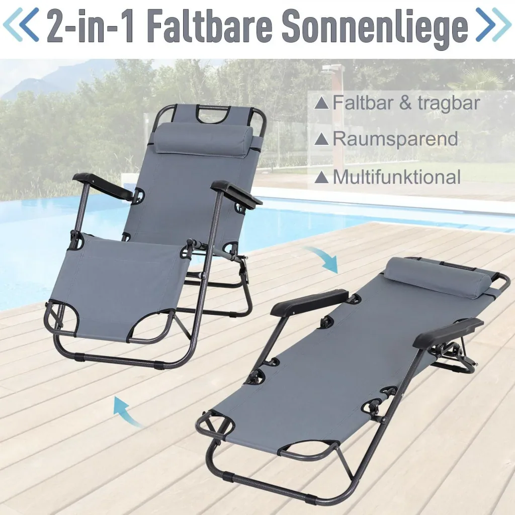 Sonnenliege mit Kopfkissen