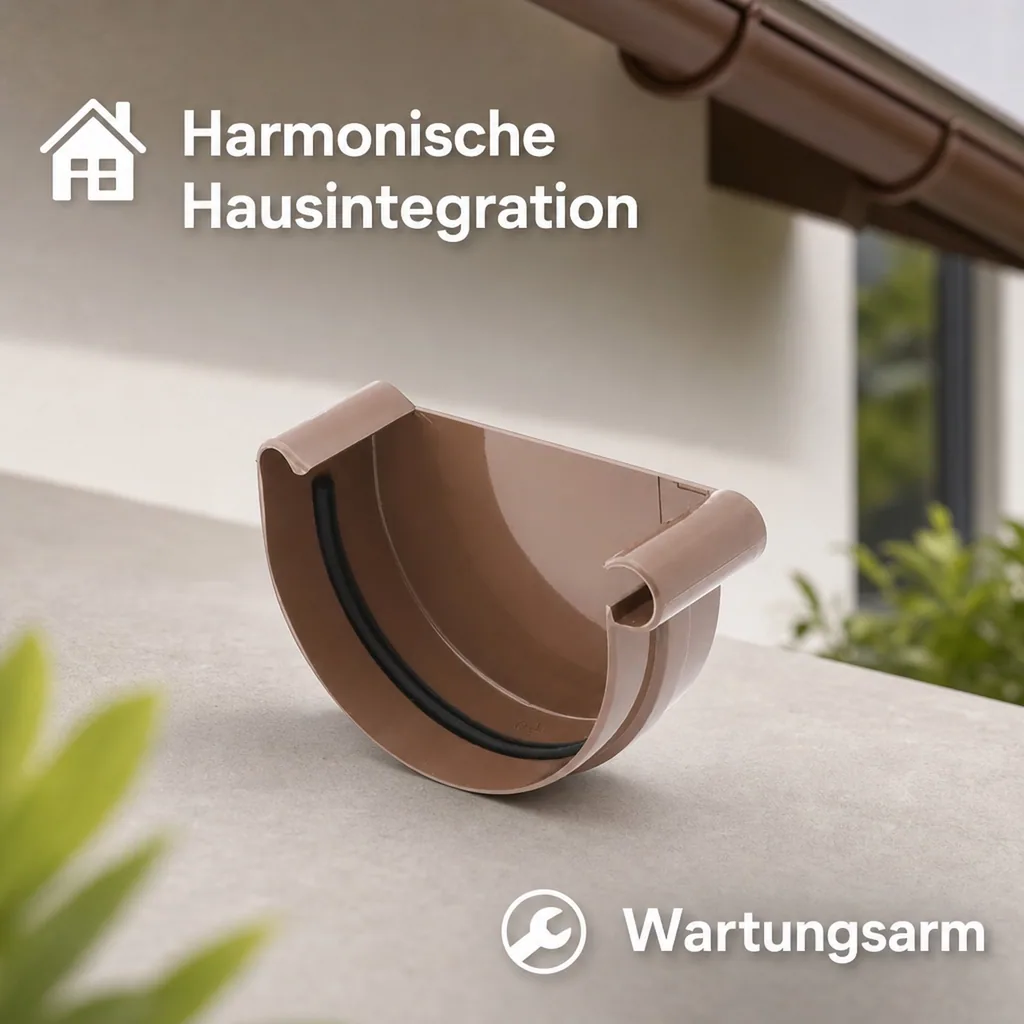 Dachrinne braun, Rinnenkappe rechts, System 75