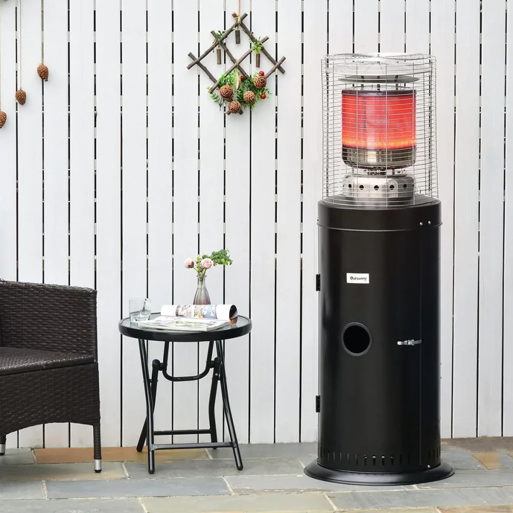 Heizstrahler Terrassenheizer mit Handgriff Rädern Terrassenstrahler mit automatischer Sicherheitsabschaltung rollbar Gas
