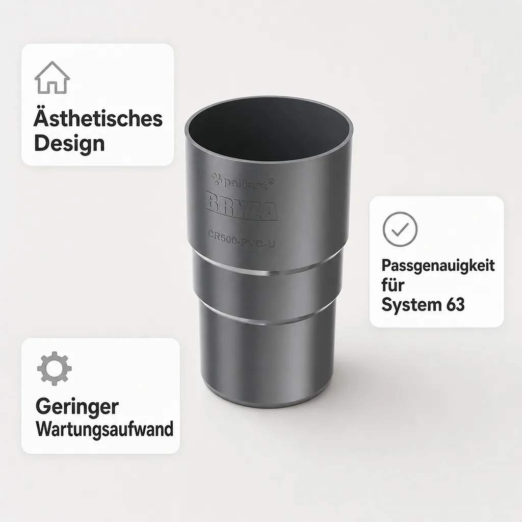 Fallrohrverbinder, Fallrohrmuffe, graphit, System 63