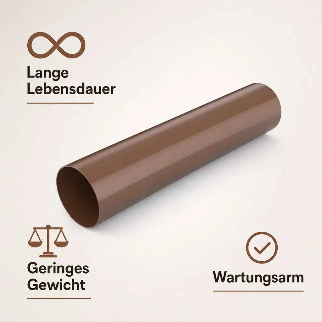 Fallrohr braun, 2m, System 63, Regenrohr, Dachentwässerung