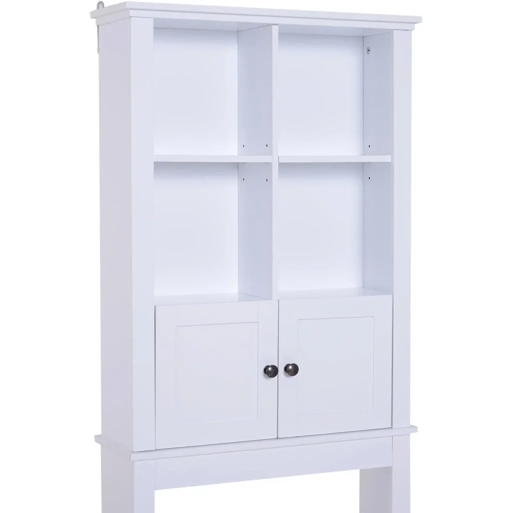Badschrank Hochschrank Badmöbel Wandschrank Mehrzweckschrank 6 x Fach Holz Weiß 60 x 19,6 x 170,5 cm