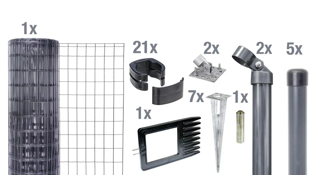 Fix-Clip Pro als Zaun-Komplettset, mit Einschlagbodenhülse, anthrazit, Höhe 81 cm, Länge 10 m