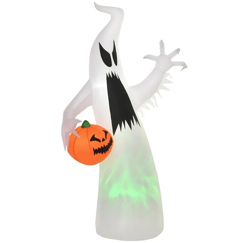 Selbst aufblasendes Spuk Gespenst Geist LED beleuchtet Halloween Dekoration Polyester Weiß 95 x 45 x 180 cm