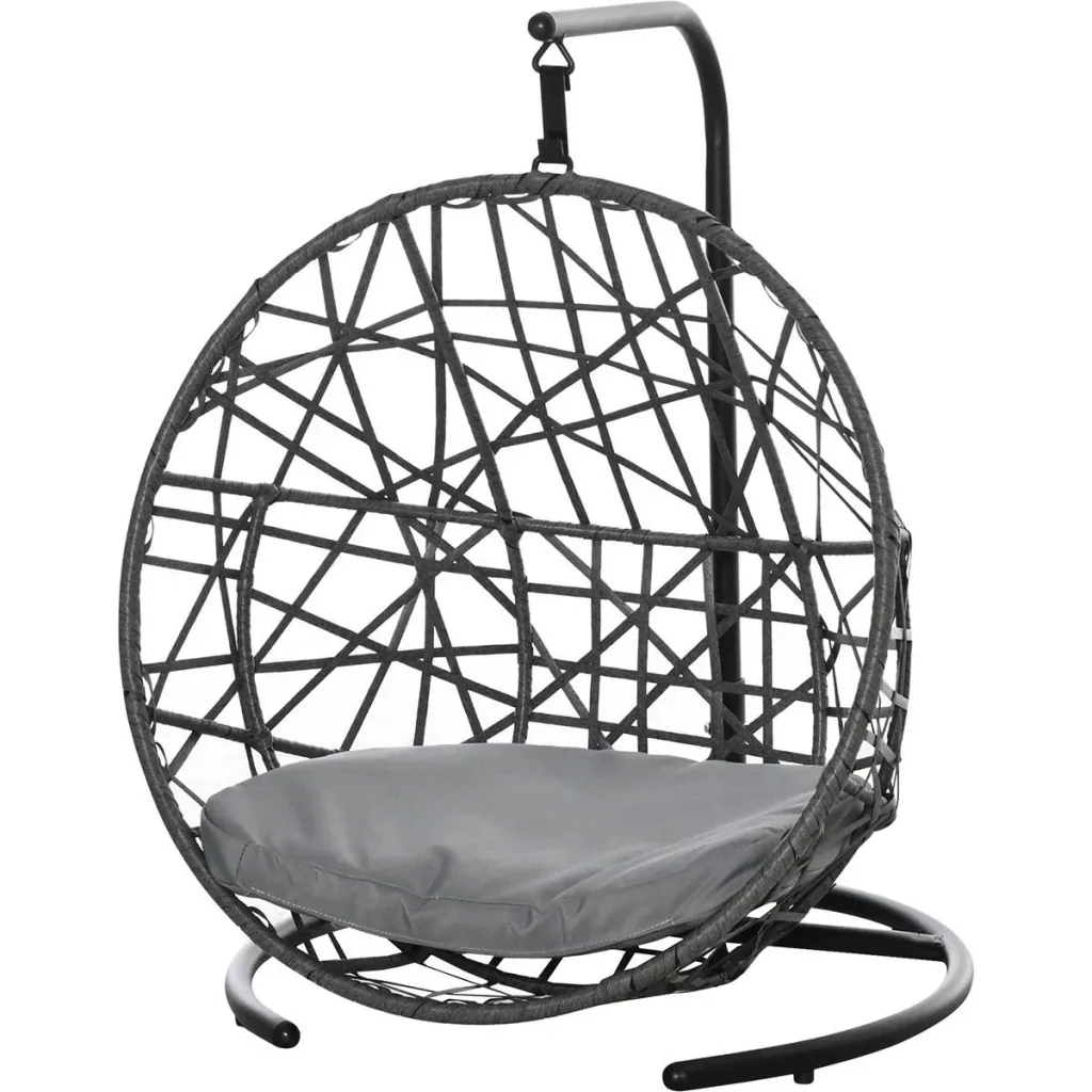 Rattan-Hängematte für Hunde, Grau+Schwarz 60 x 53 x 76 cm