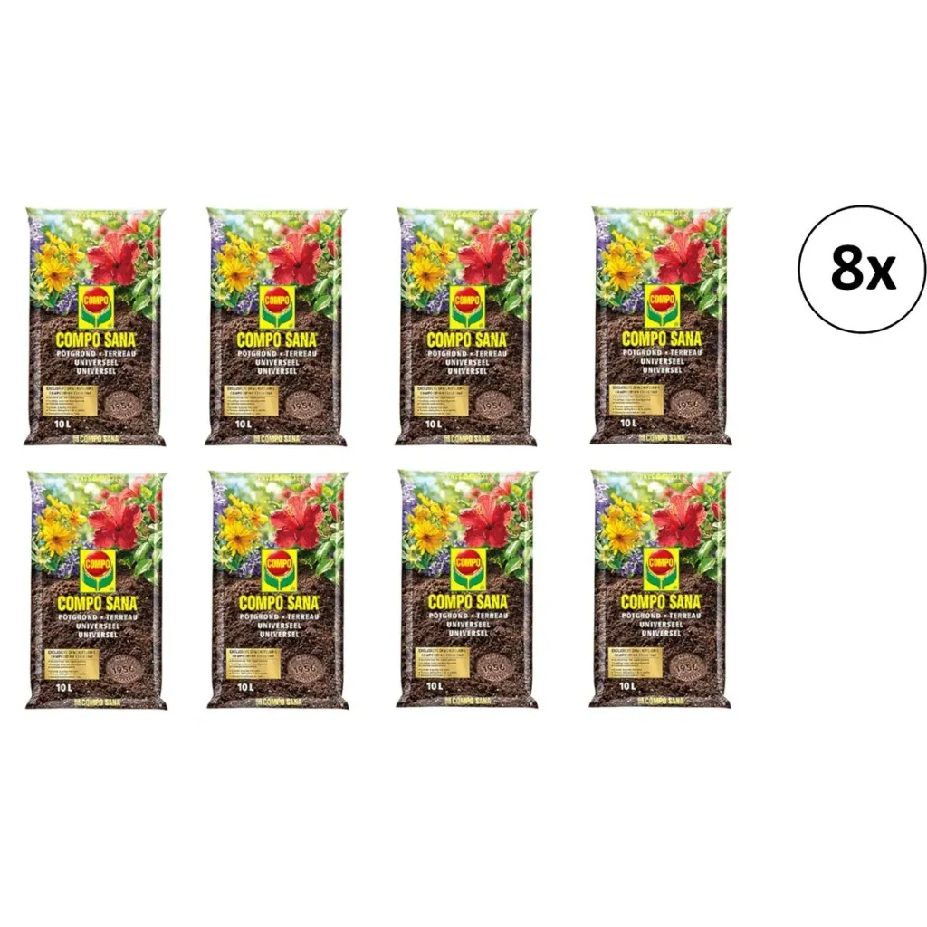 Sana 8 Stück 10L Blumenerde - Universal - 100 Tage Betrieb