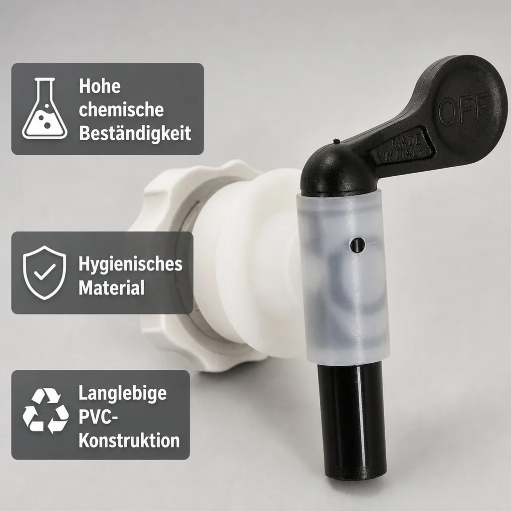 Ablasshahn für Kunststoffbehälter, PVC