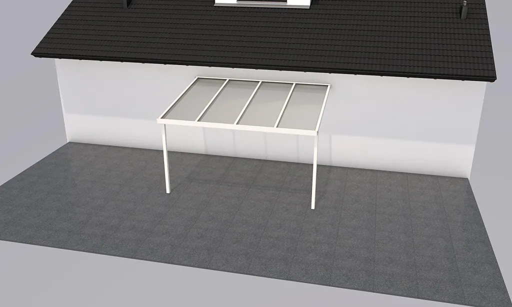 Terrassendach Premium, weiß, 4102 x 3060 mm - Acryl Stegplatten 16mm, klar