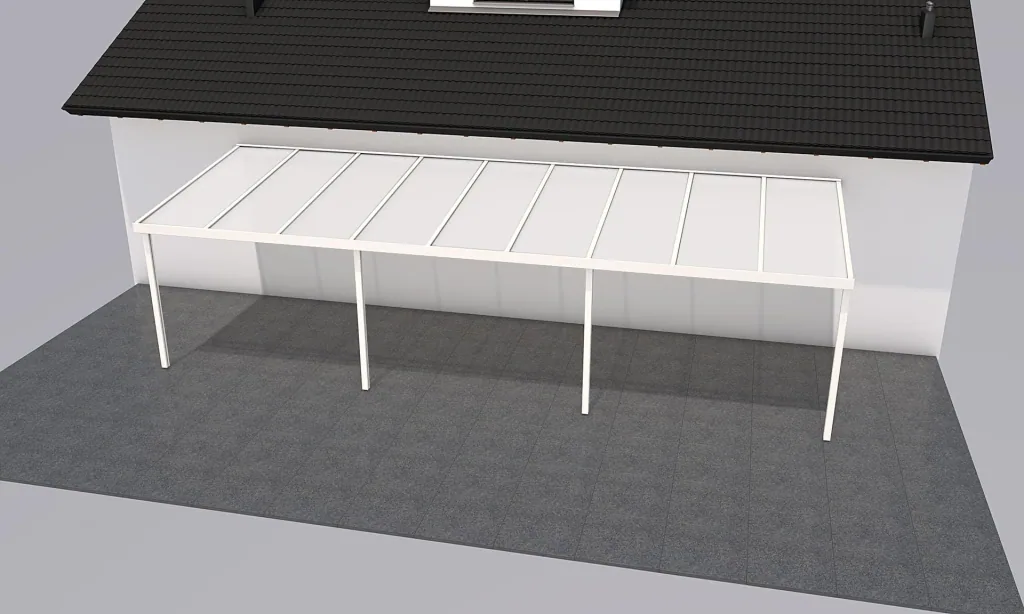 Terrassendach Premium, weiß, 9135 x 3060 mm - Klima blue