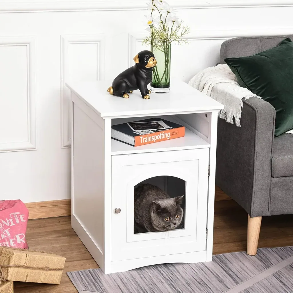 3in1 Toilettenschrank für Katzen weiß